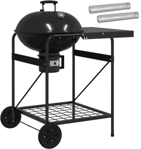 vidaXL Barbecue à charbon avec tubes à fumer 91 x 71 x 107 cm Acier, Gril d'extérieur moderne, barbecue portable, compact, en acier inoxydable, idéal pour le jardin, les sorties
