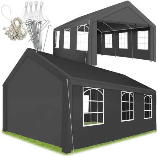 tectake® Tonnelle de Jardin 6x4 m autoportée Tente de réception, Structure en Acier, Rideaux de Toile à fenêtres, Bâche de Toit Incluse Tonnelle terrasse Exterieur - Gris