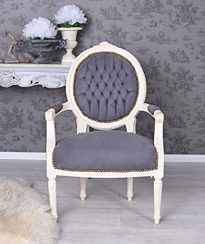 Romantischer Barock Sessel im Shabby Chic Vintage Stil Holz gepolstert cat519d19 Palazzo Exklusiv