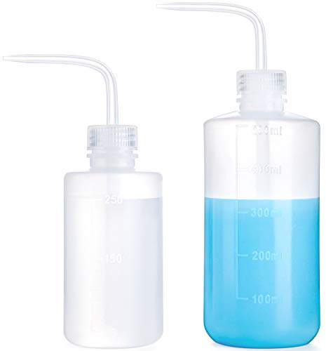 Mkono 2 Pack Watering Can - 250ML and 500ML Succulent Watering Bottle, Plant Flower Squeeze Plastic Bend Mouth Safety Wash Bottle, Small and Medium, White