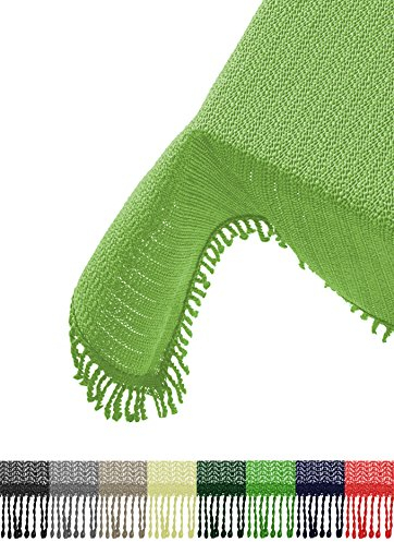 Brandsseller Gartentischdecke 110x140 cm Tischdecke mit Fransen Outdoor Tischtuch rechteckig Weichschaum für Garten, Terrasse, Balkon wetterfest rutschfest - Hellgrün