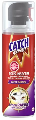 Catch Expert Volants et Rampants – Aérosol (400mL) – Insecticide Tous Insectes – Mouches Moustiques Cafards Araignées