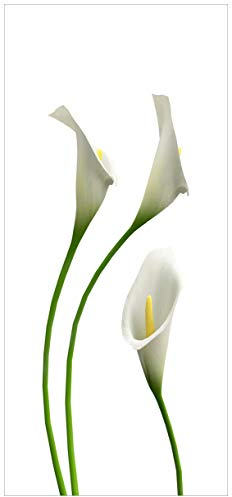 Wallario Selbstklebende Türtapete Callas weiß gelb - Türposter 93 x 205 cm Abwischbar, rückstandsfrei zu entfernen