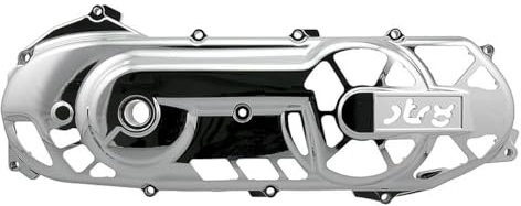 Variomatikdeckel STR8 Extreme Cut Chrom kompatibel mit Yamaha Aerox 50 SA14 | Minarelli lang Variodeckel/Motordeckel, mit Fräsungen zur Kühlung; kompatibel mit MBK Mach G, Malaguti F12 Phantom