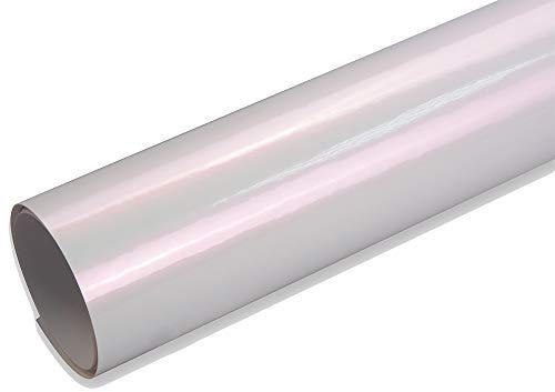 Neoxxim 14€/m2 Premium - Autofolie – Pearl Weiss Glänzend pink 900 x 150 cm - blasenfrei Farb Schimmer Lackfolie