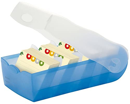 HAN Karteibox CROCO, DIN A7, fr 900 Karten, incl. 5 Sttzplatten, blau-transluzent