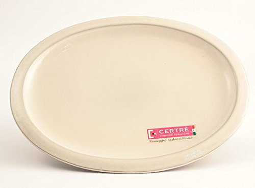 Certre Soucoupe ovale en grès céramique 33 x 25 x (h) 2 cm Couleur crème émaillée Référence S6000