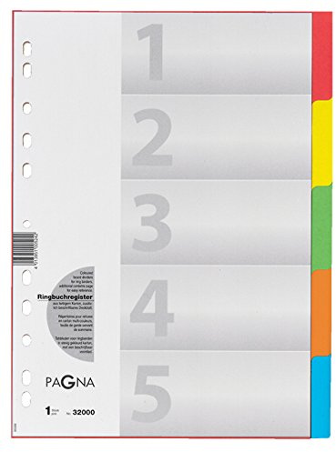 Pagna 32000-20 Register 5-teilig, 5-farbig mit Deckblatt aus stabilem Karton (20er Vorteilspack)