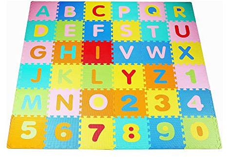 BalanceFrom 36-Pack 12x12 Inches EVA Interlocking Foam Play Tile Mat, Multicolored – 0.4-Inch Thick Non-Slip Puzzle Flooring for 36 Square Feet in Playroom, Nursery, or Playpen at Home