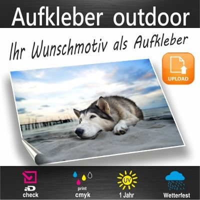 Aufkleber mit Wunschmotiv | DIN A8 (7,4 x 5,2cm) Visitenkartenformat | Sticker Klebe-Folie | selbst gestalten | Bilder Bilderdruck Etiketten Wunschtext Logo | sauberes Druckbild 2000