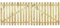Doppelflügel StaketenTor 'Premium' 300x120/120 cm - gerade – kdi / V2A Edelstahl Schrauben verschraubt - aus getrocknetem Holz glatt gehobelt – gerade Ausführung - kesseldruckimprägniert