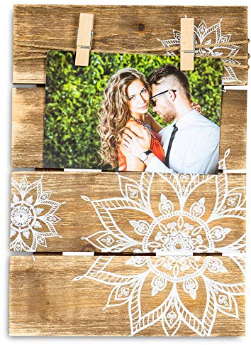 levandeo Bilderrahmen Fotoleine 10x15cm Klammern Mandala Holz Fotorahmen Tischdeko Wanddeko