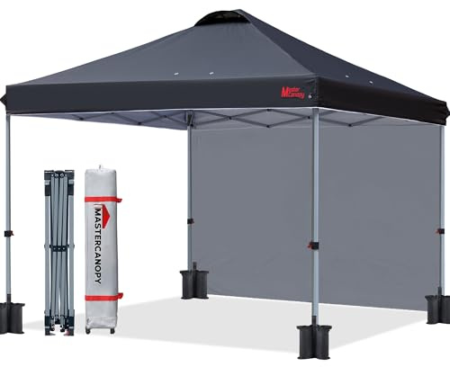 MASTERCANOPY Durable Ez Pop-up Gazebo Tent with 1 Sidewall (3x3M,Black)