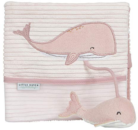 Little Dutch Fühlbuch Stoffbuch Babybuch aus weichem Stoff Aktivität, Entdecken und Knistern Wal rosa - Ocean