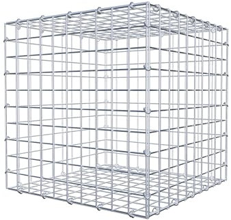 GABIONA Gabione 50 × 50 × 50 cm (L x H x T) – Steinkorb aus 4 mm Draht, Maschenweite 5 × 5 cm, C-Ring Verschluss + Gratis-Zange – ideal für Sichtschutz, Gabionenzaun, Gartenmauer und Steinkorbwand