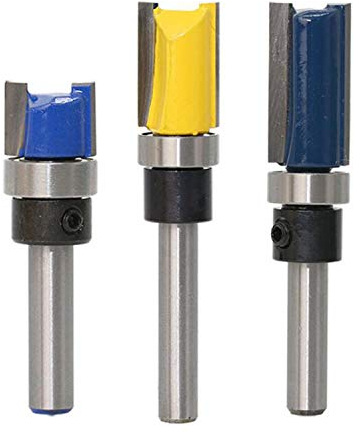 KATSU 3 Pezzi Fresa a Taglienti Diritti, 6,35mm Gambo Fresa per Scanalature Legno, Set di Frese Dritte, Fresa Cuscinetto, Fresa per la Lavorazione del Legno 133302