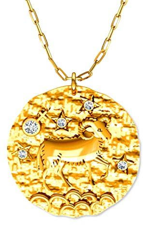 LillyMarie Damen Silberkette vergoldet Sterling-Silber 925 Vergoldeter Anhänger Sternzeichen Wassermann Glücksbringer längen-verstellbar Öko-Verpackung Geschenk Freundin