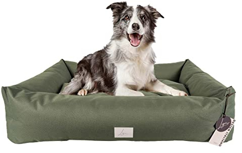 Ligo Buddy - Cuccia per cani Lettino per cani idrorepellente antigraffio,realizzata in Italia.Cuscino per Cane tessuto impermeabile e robusto per interno ed esterno. (M/L: 85 X 70 cm, VERDE OLIVA)