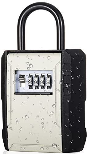 ZHEGE Schlüsseltresor mit Zahlencode Aussen, 4-Stellig Schlüsselbox, Schlüsseltresor mit Bügel, 7 Schlüssel Großer Schlüssel Safe für Haus, Lagerhaus, Garage, Büro (Grau)
