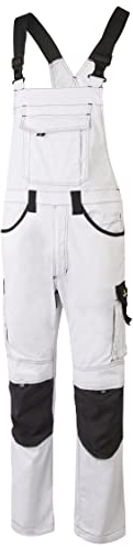Hans Schäfer Workwear HSW Professional – Latzhose für Herren – Lange Arbeitshose mit Knietaschen – Bequem, strapazierbar und qualitativ – Weiss, 50