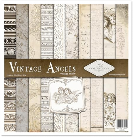 ITD Collection - Scrapbook Papier - Scrapbooking Set - Motivpapier zum Basteln - Dekorpapier 12x12 inches - 310 x 310 mm - 10 Blatt + 1 – Vintage Angels - SLS-051