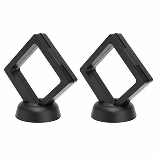 Lioaeust 3D-schwebender Rahmen, schwebender Rahmen, Ständer, Box, transparent, Schmuck für Ringe, Münzen, Vitrine für Ringe, Halsketten, Medaillons, 70 x 70 x 20 mm, Schwarz, 10 Stück