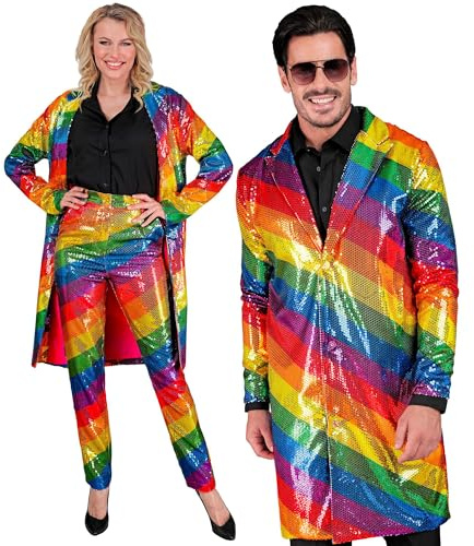 W WIDMANN MILANO Party Fashion - Pailletten Mantel Erwachsene | Glitzer Mantel für Festival, Silvester, Karneval, Disco, Mottoparty und auffällige Party-Outfits