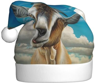 Blaue Schaf-Druck-Weihnachtsmützen Erwachsene, Nikolausmütze Druck Plüsch Komfort Xmas Hut Für Weihnachten Neujahr Liefert