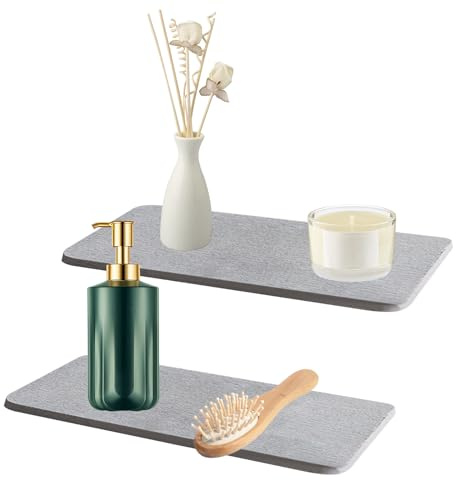 Yowmina 2 Piezas de Bandejas de Diatomita Absorbentes de Agua, Posavasos Diatomita Absorbentes Bandeja de Jabón Antideslizante de Secado Rápido para Jabones de Manos, Piedra Absorbente de Agua