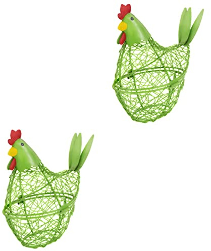 Ciieeo 2stücke Eierkorb Huhn Aus Eisen Dekorativer Eierhalter Für Küche Multifunktionaler Aufbewahrungskorb Für Familien Hotels Und Hochzeiten Sanftem