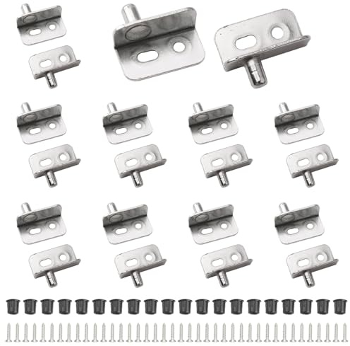 UFURMATE Eisen-Pivot-Scharnier, 10 Sätze Kleine verdeckte Welle Schranktür Pivot-Scharniere Schrank Holz Türscharniere mit Stift Türscharniere mit Buchse für freischwingende Holztür (vernickelt)