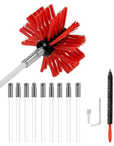 Kit De Deshollinado De Chimeneas Estufa De Pellets Cepillo De Limpieza De Conductos De Nailon Reforzado Diferentes De Cabezal De Cepillo Kit de limpieza de chimenea ( Color : 9 Rods , Size : 610mm )