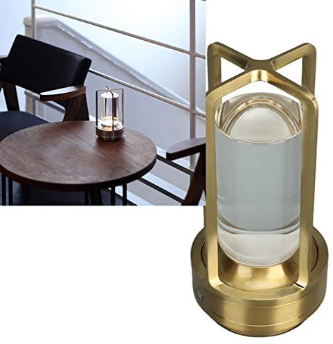 CCYLEZ Tragbare LED-Tischlampe, 3 Farben, Stufenloses Dimmen, Schnurlose Lampe, Touch-Wiederaufladbar, Für Schlafzimmer, Wohnzimmer (Gold)