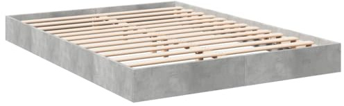 vidaXL Cadre de lit Gris béton 140x200 cm Bois d'ingénierie, Meuble de Chambre à Coucher, sommier, lit de Palette, lit, lit Double, lit à Panneaux