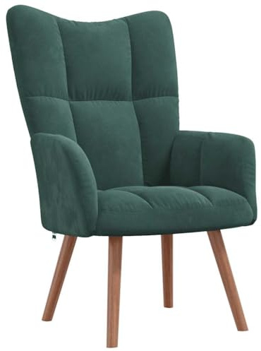 Myheimly Relaxsessel mit Hocker,Sessel mit Stahlrahmen Holzbeinen,Relaxstuhl Polsterstuhl mit Armlehne,Fernsehsessel Polstersessel Wohnzimmer,Modern Samt Sessel Dunkelgrün,Ohne Fußablage