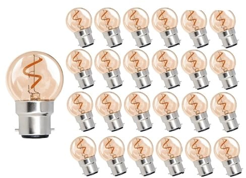 HHF Home Lighting, Lot de 25 ampoules LED à filament spirale AC220V G40 B22 1 W 2200 K, lampe non dimmable