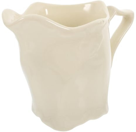 Cabilock Jarra y Acabado Liso con Asa de Cerámica Diseño Vintage para Leche Multifuncional para Café, Bebidas Espumosas y Uso en Casa u Oficina