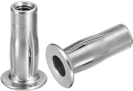 QUARKZMAN 8 Stück M5 Eingebettete Nietmuttern, Vorgeformter Schaft Flachkopf Blindnietmuttern Gewindeeinsatzmutter 304 Edelstahl Plus Muttern für Bauindustrie