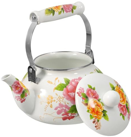 Ciieeo Enamel Tea Pot Kettle Portable Stovetop Handle Kettle for Daily Use for Home and Office