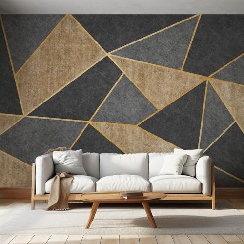 NOGAWA Papier Peint Géométrique, Papier Peint Motif Patchwork, Panoramique Décoration Murale Pour Salon, Chambre, Tapisserie Murales Intissé, Wallpaper Mural 100x70cm