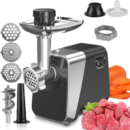 SXYKXYDL Hachoir à Viande Robuste 1600 W, Machine à farcir avec 3 plaques de Coupe (3, 5, 7 mm), Hachoir à saucisses Professionnel