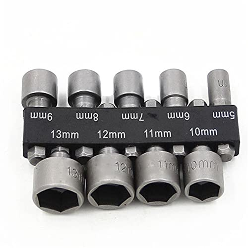 LOYKZCT Clés, outils de plomberie, clés plates, jeu de 9 clés plates, tournevis métrique 1/4, adaptateur, foret, tige hexagonale de 5 à 13 mm, douille hexagonale, clé de levier professionnelle