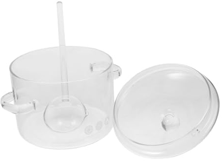 UKCOCO Marmite Verre Transparent Avec Couvercle Pour Cuisinière Bol à Ramen Pour Soupe Lait Aliments Pour Bébés