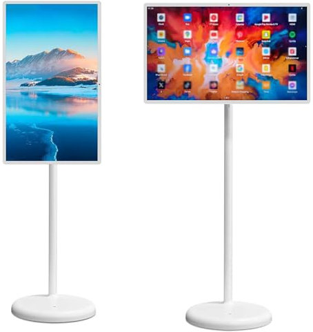 Smart TV Portatile da 32 Pollici con Display Touchscreen, 1080p +128G Mobile Smart Touch Screen, TV a Touch Rotante a 360 ° con Telecomando, con Webcam da 13 MP ， Batteria da 15000 mAh gestita