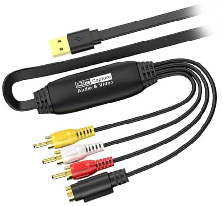 KAQNTUD Convertisseur Vidéo USB Adaptateur Câble Câble Câble Acquisition Carte Convertisseur pour Caméscope et VCR au Format Numérique