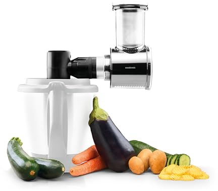Wundermix - WunderCentix® Achse + Aufsatz für Thermomix TM6 TM5 | 5 Schneideeinsätze für Raspeln, Scheiben & Wellen, Küchenmaschinen Zubehör, Gemüseschneider