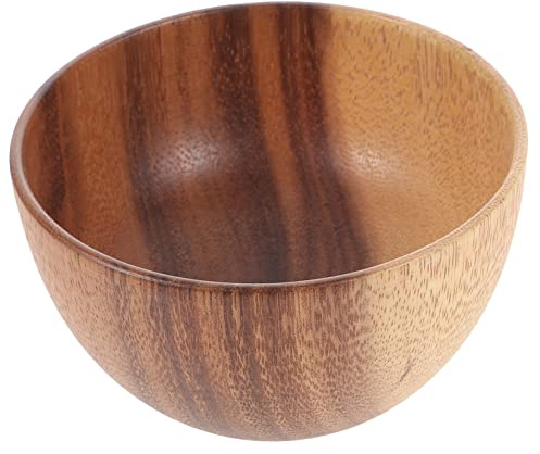 MAGICLULU Wooden Salad Bowl Round Shape Fruit Bowl Vegetable Serving Storage Container for Kitchen Tabletop Restaurant