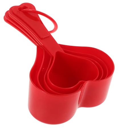 Garneck Heart-Shaped Measuring Spoon Set 4pcs Plastic Baking and Cooking Cups Teaspoons Tablespoons Multipurpose for Dry and Liquid Ingredients Kitchen Use Random Color