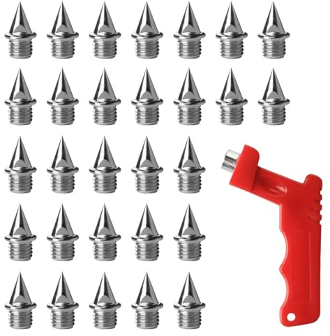 30 Pcs 6mm Spikes for Running Shoes, Golf Shoe Spikes, 1/4 Inch Track and Cross Country Spikesfor Jumping Running Sports Golf Shoes Replacement Spikess, Track Spikeswith 1 Spike Wrench
