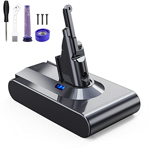 EVARY 8000mAh Batería para V8, Batería de Repuesto para Dyson Compatible con Dyson Absolute Animal Series Motorhead Absolute Pro SV10 Aspirador de Mano con 2 Filtros